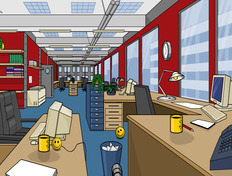 Spela-paintball-i-en-byra-med-smileys
